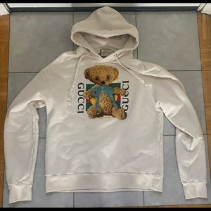 Authentic Gucci Logo Embroidery Teddy Bear Sweatshirt size L - ITALY